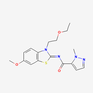 molecular formula C17H20N4O3S B2634943 (E)-N-(3-(2-ethoxyethyl)-6-methoxybenzo[d]thiazol-2(3H)-ylidene)-1-methyl-1H-pyrazole-5-carboxamide CAS No. 1173501-52-4