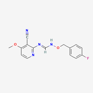 molecular formula C15H13FN4O2 B2634950 N-(3-cyano-4-methoxy-2-pyridinyl)-N'-[(4-fluorobenzyl)oxy]iminoformamide CAS No. 339102-49-7