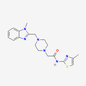 molecular formula C19H24N6OS B2634954 2-(4-((1-甲基-1H-苯并[d]咪唑-2-基)甲基)哌嗪-1-基)-N-(4-甲基噻唑-2-基)乙酰胺 CAS No. 1170984-67-4