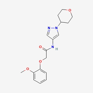 molecular formula C17H21N3O4 B2634960 2-(2-methoxyphenoxy)-N-(1-(tetrahydro-2H-pyran-4-yl)-1H-pyrazol-4-yl)acetamide CAS No. 1448129-43-8