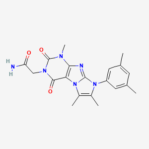 molecular formula C20H22N6O3 B2634961 2-[6-(3,5-Dimethylphenyl)-4,7,8-trimethyl-1,3-dioxopurino[7,8-a]imidazol-2-yl]acetamide CAS No. 876670-35-8