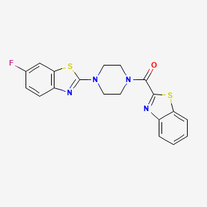 molecular formula C19H15FN4OS2 B2634965 苯并[d]噻唑-2-基(4-(6-氟苯并[d]噻唑-2-基)哌嗪-1-基)甲苯酮 CAS No. 897472-47-8