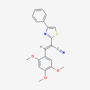 molecular formula C21H18N2O3S B2634970 (E)-2-(4-phenylthiazol-2-yl)-3-(2,4,5-trimethoxyphenyl)acrylonitrile CAS No. 380327-90-2