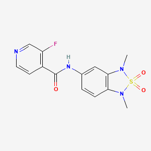 molecular formula C14H13FN4O3S B2634973 N-(1,3-二甲基-2,2-二氧化-1,3-二氢苯并[c][1,2,5]噻二唑-5-基)-3-氟异烟酰胺 CAS No. 2034484-34-7