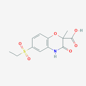 molecular formula C12H13NO6S B2634978 6-(ethanesulfonyl)-2-methyl-3-oxo-3,4-dihydro-2H-1,4-benzoxazine-2-carboxylic acid CAS No. 1022486-21-0