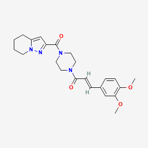 (E)-3-(3,4-dimethoxyphenyl)-1-(4-(4,5,6,7-tetrahydropyrazolo[1,5-a]pyridine-2-carbonyl)piperazin-1-yl)prop-2-en-1-one