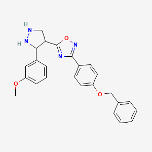 molecular formula C25H20N4O3 B2634982 5-[3-(3-Methoxyphenyl)pyrazolidin-4-yl]-3-(4-phenylmethoxyphenyl)-1,2,4-oxadiazole CAS No. 2034488-06-5