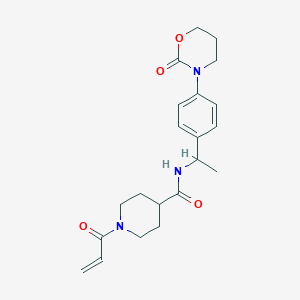 molecular formula C21H27N3O4 B2634983 N-[1-[4-(2-Oxo-1,3-oxazinan-3-yl)phenyl]ethyl]-1-prop-2-enoylpiperidine-4-carboxamide CAS No. 2361867-08-3