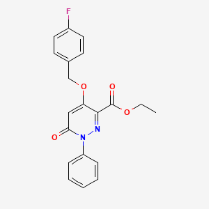 molecular formula C20H17FN2O4 B2634985 Ethyl 4-[(4-fluorophenyl)methoxy]-6-oxo-1-phenylpyridazine-3-carboxylate CAS No. 886952-30-3
