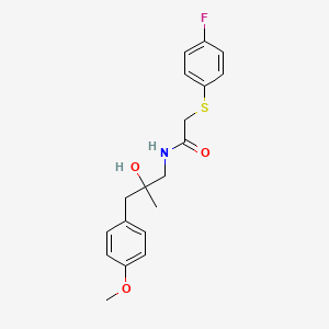 molecular formula C19H22FNO3S B2634998 2-((4-fluorophenyl)thio)-N-(2-hydroxy-3-(4-methoxyphenyl)-2-methylpropyl)acetamide CAS No. 1448128-44-6