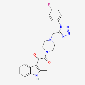 molecular formula C23H22FN7O2 B2635000 1-(4-((1-(4-fluorophenyl)-1H-tetrazol-5-yl)methyl)piperazin-1-yl)-2-(2-methyl-1H-indol-3-yl)ethane-1,2-dione CAS No. 1040651-47-5