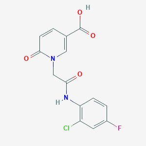 molecular formula C14H10ClFN2O4 B2635004 1-{2-[(2-Chloro-4-fluorophenyl)amino]-2-oxoethyl}-6-oxo-1,6-dihydropyridine-3-carboxylic acid CAS No. 1524717-52-9