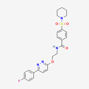 molecular formula C24H25FN4O4S B2635005 N-(2-((6-(4-fluorophenyl)pyridazin-3-yl)oxy)ethyl)-4-(piperidin-1-ylsulfonyl)benzamide CAS No. 920408-54-4