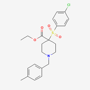 molecular formula C22H26ClNO4S B2635008 4-[(4-氯苯基)磺酰基]-1-(4-甲苯甲基)-4-哌啶羧酸乙酯 CAS No. 866150-05-2
