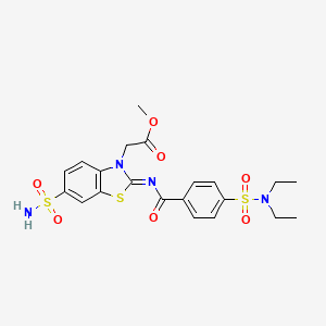 molecular formula C21H24N4O7S3 B2635026 (Z)-methyl 2-(2-((4-(N,N-diethylsulfamoyl)benzoyl)imino)-6-sulfamoylbenzo[d]thiazol-3(2H)-yl)acetate CAS No. 865198-59-0