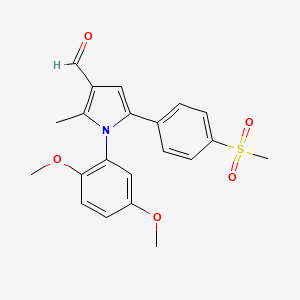 molecular formula C21H21NO5S B2635031 1-(2,5-dimethoxyphenyl)-2-methyl-5-[4-(methylsulfonyl)phenyl]-1H-pyrrole-3-carbaldehyde CAS No. 478032-27-8