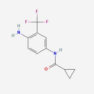 molecular formula C11H11F3N2O B2635035 N-[4-amino-3-(trifluoromethyl)phenyl]cyclopropanecarboxamide CAS No. 923125-43-3