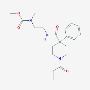 molecular formula C20H27N3O4 B2635045 Methyl N-methyl-N-[2-[(4-phenyl-1-prop-2-enoylpiperidine-4-carbonyl)amino]ethyl]carbamate CAS No. 2361796-64-5