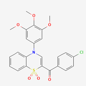 molecular formula C24H20ClNO6S B2635055 (4-chlorophenyl)[1,1-dioxido-4-(3,4,5-trimethoxyphenyl)-4H-1,4-benzothiazin-2-yl]methanone CAS No. 1114653-66-5