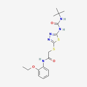 molecular formula C17H23N5O3S2 B2635066 2-[[5-(tert-butylcarbamoylamino)-1,3,4-thiadiazol-2-yl]sulfanyl]-N-(2-ethoxyphenyl)acetamide CAS No. 886939-98-6