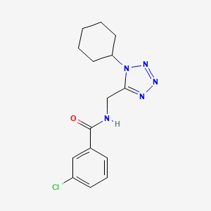 molecular formula C15H18ClN5O B2635073 3-chloro-N-((1-cyclohexyl-1H-tetrazol-5-yl)methyl)benzamide CAS No. 921144-12-9