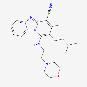 molecular formula C24H31N5O B2635074 3-Methyl-2-(3-methylbutyl)-1-(2-morpholin-4-ylethylamino)pyrido[1,2-a]benzimidazole-4-carbonitrile CAS No. 442572-98-7