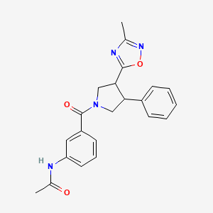 molecular formula C22H22N4O3 B2635075 N-(3-(3-(3-甲基-1,2,4-恶二唑-5-基)-4-苯基吡咯烷-1-羰基)苯基)乙酰胺 CAS No. 1903689-17-7