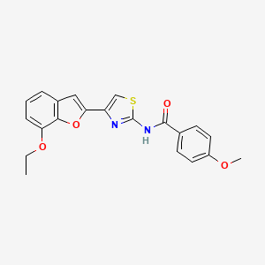 molecular formula C21H18N2O4S B2635083 N-(4-(7-ethoxybenzofuran-2-yl)thiazol-2-yl)-4-methoxybenzamide CAS No. 921870-65-7