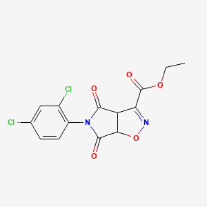 molecular formula C14H10Cl2N2O5 B2635086 ethyl 5-(2,4-dichlorophenyl)-4,6-dioxo-4,5,6,6a-tetrahydro-3aH-pyrrolo[3,4-d]isoxazole-3-carboxylate CAS No. 339011-65-3