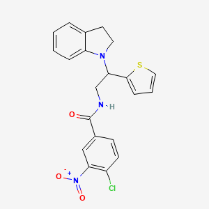 molecular formula C21H18ClN3O3S B2635089 4-chloro-N-(2-(indolin-1-yl)-2-(thiophen-2-yl)ethyl)-3-nitrobenzamide CAS No. 898407-36-8