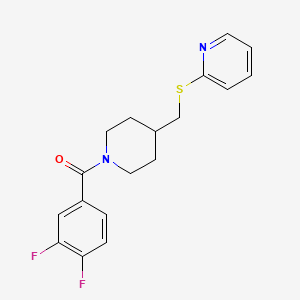 molecular formula C18H18F2N2OS B2635094 (3,4-Difluorophenyl)(4-((pyridin-2-ylthio)methyl)piperidin-1-yl)methanone CAS No. 1421449-84-4