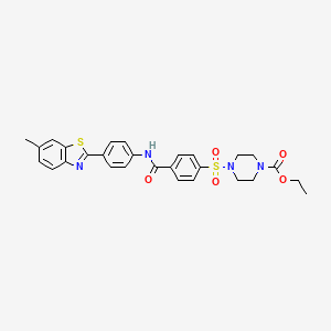 molecular formula C28H28N4O5S2 B2635097 4-((4-((4-(6-甲基苯并[d]噻唑-2-基)苯基)氨基羰基)苯基)磺酰基)哌嗪-1-羧酸乙酯 CAS No. 361174-09-6
