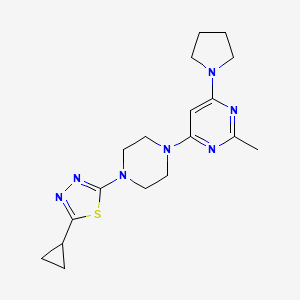 molecular formula C18H25N7S B2635099 2-Cyclopropyl-5-[4-(2-methyl-6-pyrrolidin-1-ylpyrimidin-4-yl)piperazin-1-yl]-1,3,4-thiadiazole CAS No. 2415510-96-0