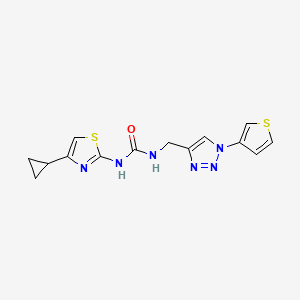 molecular formula C14H14N6OS2 B2635104 1-(4-环丙基噻唑-2-基)-3-((1-(噻吩-3-基)-1H-1,2,3-三唑-4-基)甲基)脲 CAS No. 2034386-71-3