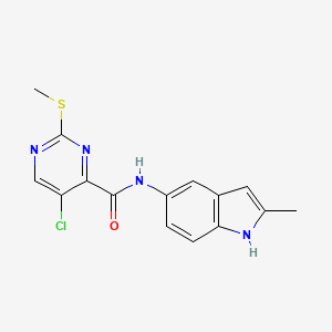 molecular formula C15H13ClN4OS B2635108 5-chloro-N-(2-methyl-1H-indol-5-yl)-2-(methylsulfanyl)pyrimidine-4-carboxamide CAS No. 1223215-28-8