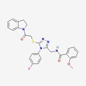 N-((4-(4-fluorophenyl)-5-((2-(indolin-1-yl)-2-oxoethyl)thio)-4H-1,2,4-triazol-3-yl)methyl)-2-methoxybenzamide