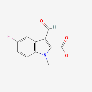 molecular formula C12H10FNO3 B2635113 5-氟-3-甲酰-1-甲基吲哚-2-羧酸甲酯 CAS No. 893730-39-7