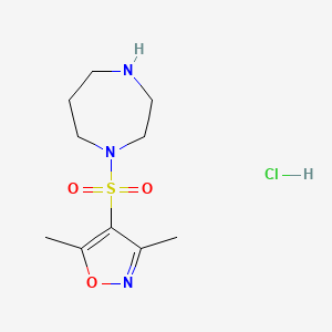 molecular formula C10H18ClN3O3S B2635123 1-[(二甲基-1,2-恶唑-4-基)磺酰基]-1,4-二氮杂环戊烷盐酸盐 CAS No. 1049775-82-7