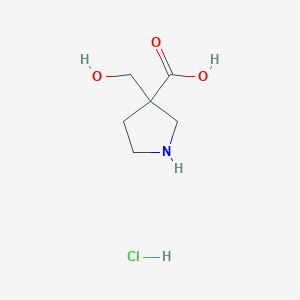 molecular formula C6H12ClNO3 B2635130 3-(Hydroxymethyl)pyrrolidine-3-carboxylic acid;hydrochloride CAS No. 2260930-69-4