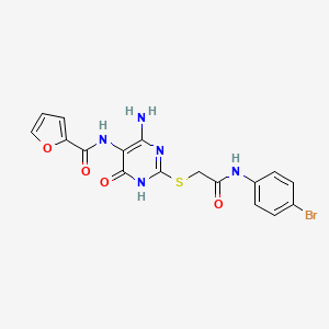 molecular formula C17H14BrN5O4S B2635139 N-(4-amino-2-((2-((4-bromophenyl)amino)-2-oxoethyl)thio)-6-oxo-1,6-dihydropyrimidin-5-yl)furan-2-carboxamide CAS No. 868226-19-1