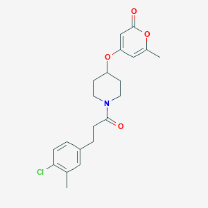 molecular formula C21H24ClNO4 B2635140 4-((1-(3-(4-chloro-3-methylphenyl)propanoyl)piperidin-4-yl)oxy)-6-methyl-2H-pyran-2-one CAS No. 1795087-43-2