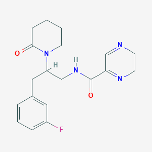 molecular formula C19H21FN4O2 B2635142 N-(3-(3-氟苯基)-2-(2-氧代哌啶-1-基)丙基)吡嗪-2-甲酰胺 CAS No. 1421489-89-5