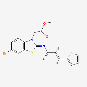 molecular formula C17H13BrN2O3S2 B2635153 2-((Z)-6-溴-2-(((E)-3-(噻吩-2-基)丙烯酰基)亚氨基)苯并[d]噻唑-3(2H)-基)乙酸甲酯 CAS No. 865197-91-7