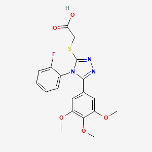 molecular formula C19H18FN3O5S B2635154 2-{[4-(2-氟苯基)-5-(3,4,5-三甲氧基苯基)-4H-1,2,4-三唑-3-基]硫代}乙酸 CAS No. 746607-41-0