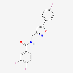 molecular formula C17H11F3N2O2 B2635171 3,4-difluoro-N-((5-(4-fluorophenyl)isoxazol-3-yl)methyl)benzamide CAS No. 953251-43-9