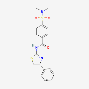 molecular formula C18H17N3O3S2 B2635175 4-(dimethylsulfamoyl)-N-(4-phenyl-1,3-thiazol-2-yl)benzamide CAS No. 313646-73-0