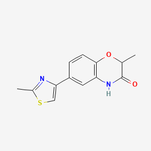 molecular formula C13H12N2O2S B2635181 2-methyl-6-(2-methyl-1,3-thiazol-4-yl)-3,4-dihydro-2H-1,4-benzoxazin-3-one CAS No. 1367926-30-4