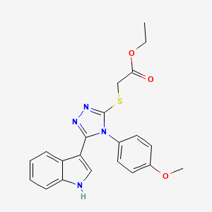 molecular formula C21H20N4O3S B2635191 ethyl 2-((5-(1H-indol-3-yl)-4-(4-methoxyphenyl)-4H-1,2,4-triazol-3-yl)thio)acetate CAS No. 852167-30-7