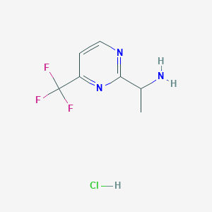 molecular formula C7H9ClF3N3 B2635204 盐酸1-(4-(三氟甲基)嘧啶-2-基)乙胺 CAS No. 1196155-62-0