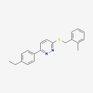 molecular formula C20H20N2S B2635217 3-(4-Ethylphenyl)-6-((2-methylbenzyl)thio)pyridazine CAS No. 896046-15-4